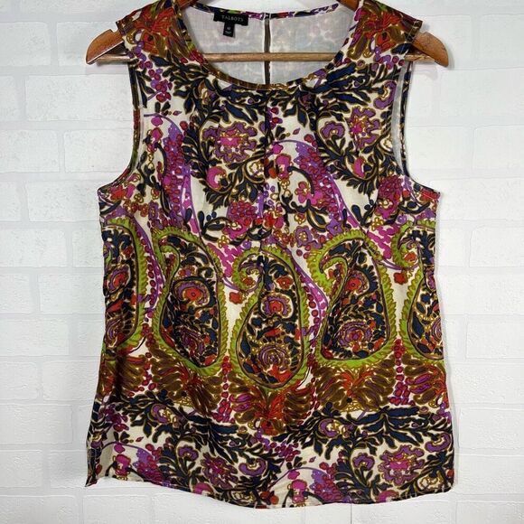 Talbots Womens Blouse size 10 Paisley Artsy Print - Picture 1 of 9